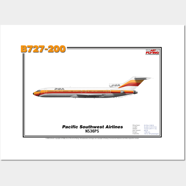 Boeing B727-200 - Pacific Southwest Airlines (Art Print) Wall Art by TheArtofFlying